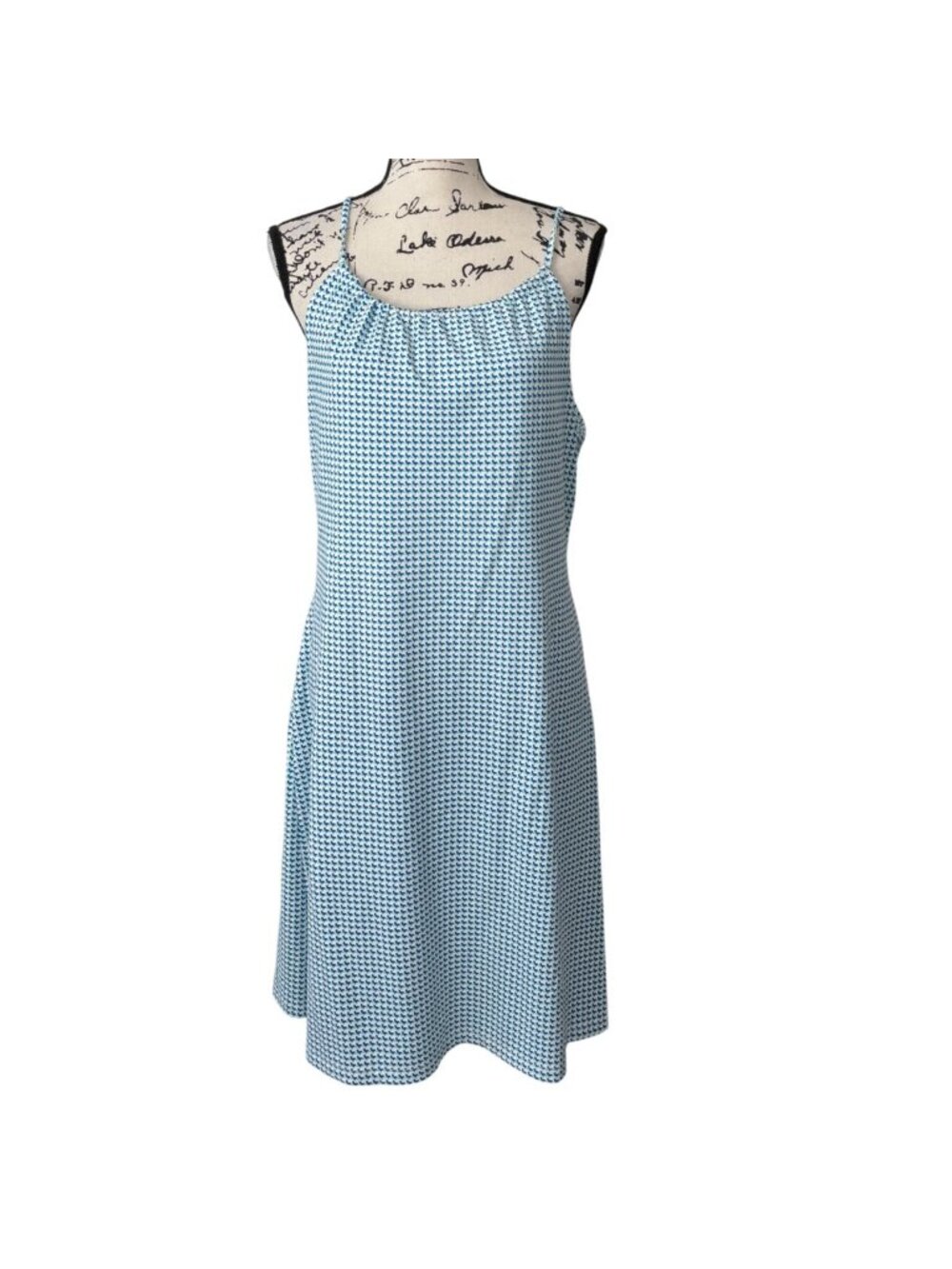 J. McLaughlin Womens Size L Dress Sleeveless Blue White Houndstooth